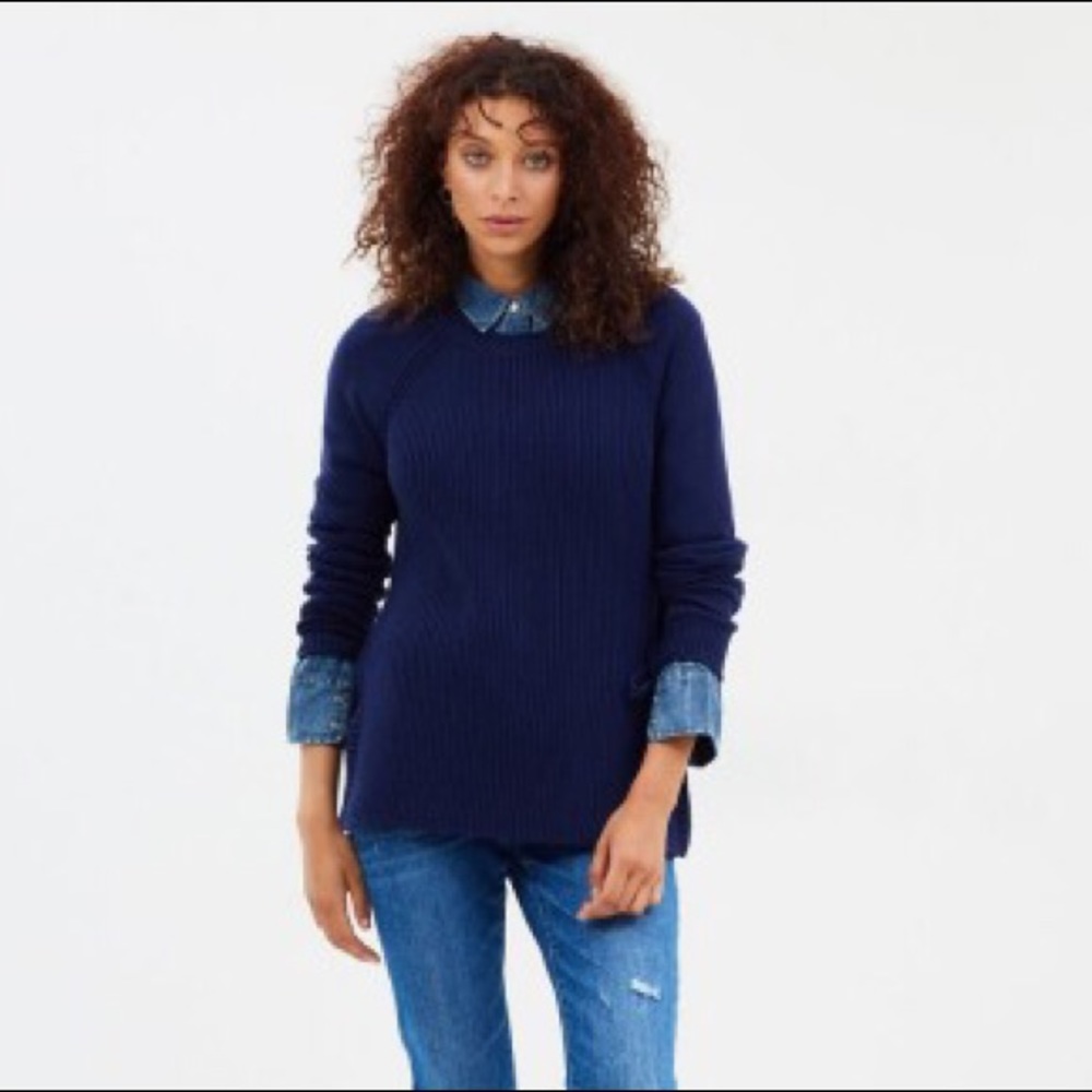 Jcrew navy side tie sweater